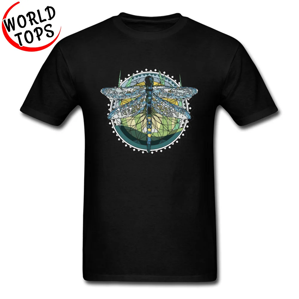 Modern abstract dragonfly 100% Cotton Fabric T-Shirt for Men Tops & Tees Funky Thanksgiving Day O Neck Tee-Shirt Casual Modern abstract dragonfly black