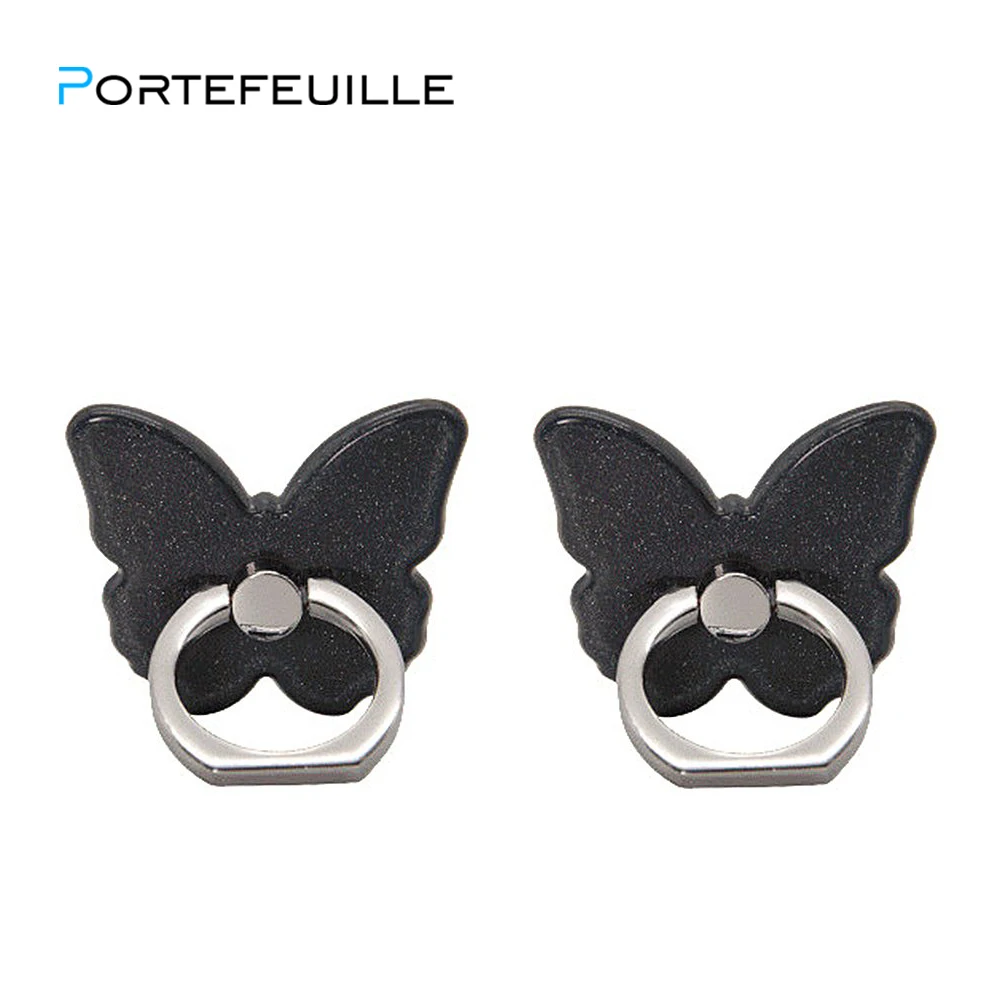 

PORTEFEUILLE mobile phone holder stand finger ring Glitter butterfly lazy neck phone holder stand for iphone x 8 for samsung s9