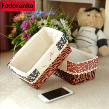 

Wicker Weaving Storage Basket Fruit Rattan Storage Box For Cosmetics tea picnic organizer rotan wasmanden Container Handiwork