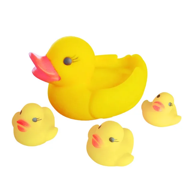 4Pcs yellow rubber ducks bath toy water play baby kids toys vbuk
