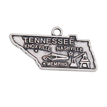 

RAINXTAR Fashion Alloy USA State Tennessee Map Charms Double Side Nashville City Charms 15*29mm 50pcs AAC1212