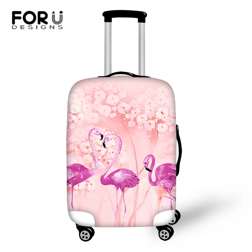 FORUDESIGNS Cartoon Luggage Cover Flamingos Leather Prints Pattern Travel Accessories Only Cover Fashion Design Suitcase Cover