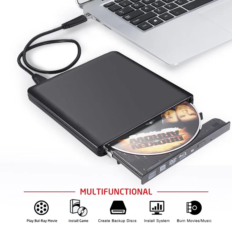 

USB 3.0 DVD Player Bluray Burner External Optical Drive BD-RE Blu-ray Superdrive CD/DVD RW Writer Recorder Drives For Laptops