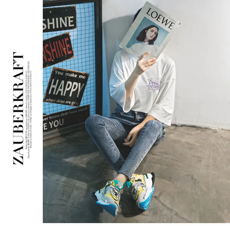 2019 New Sneakers Women 35-42 Platform White Sneakers Horsehair Shoes Casual Flats Breathable Soft Woman Chunky Shoes (10)