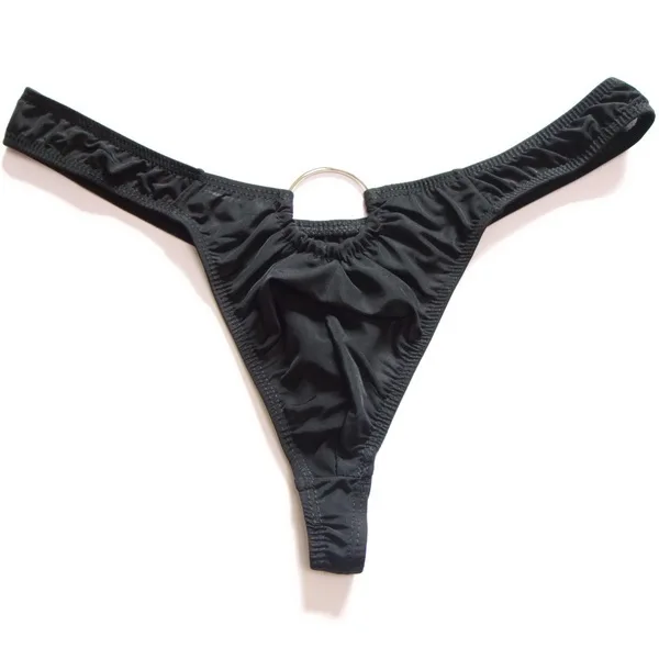 Ice silk transparent sexy mens micro pouch thongs and g strings tangas