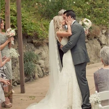 Velos de novia, 2 м, романтическая свадебная фата с кружевным краем и гребнем,, Длинная фата для невесты, дешевые свадебные аксессуары