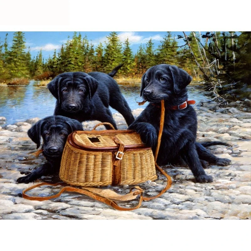 Full Square&ampRound Drill Mosaic Diamond Embroidery Animals Birthday Party Decorations Kids 5D DIY Painting Dogs LK1 | Дом и сад