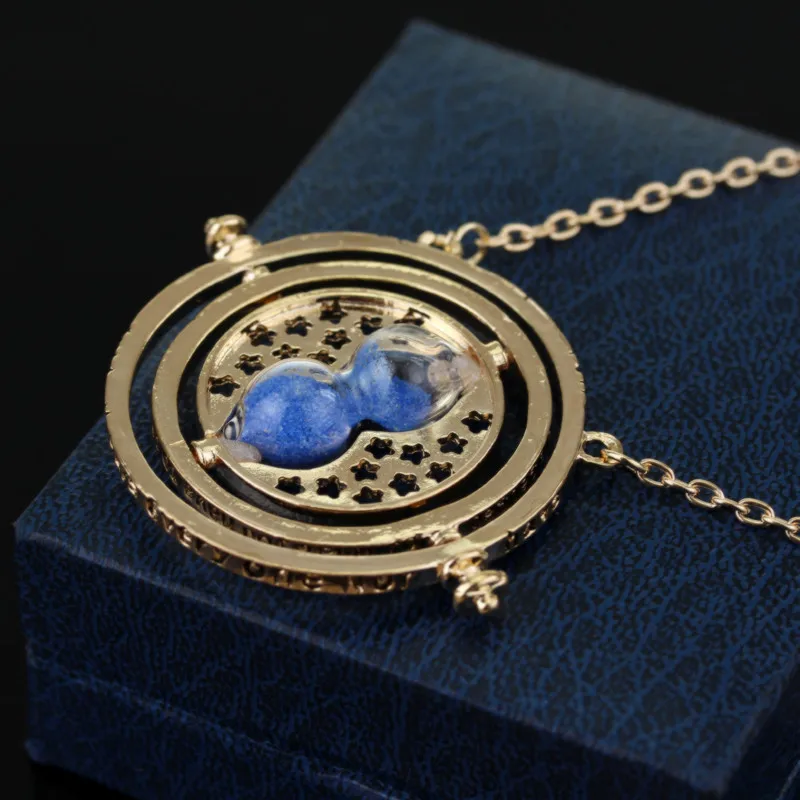 Dongsheng hp Time Turner Ожерелье Гермиона Грейнджер вращающаяся подвеска в виде песочных часов Модное ювелирное изделие для женщин и мужчин-30 - Окраска металла: gold-blue
