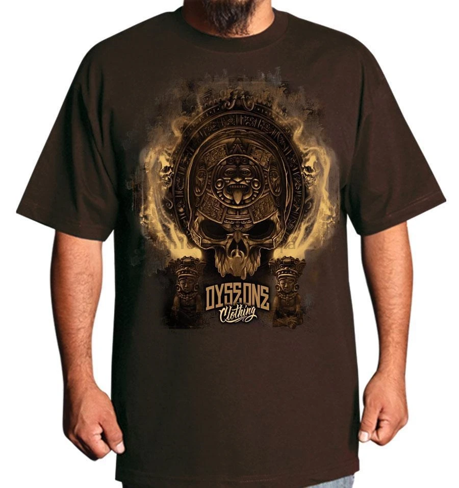 

FIRE AZTEC MENS SHIRT DYSE ONE CHICANO TATTOO ART