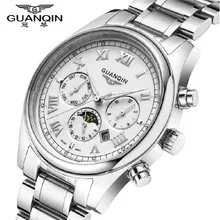Мужские часы GUANQIN бренд класса люкс модные повседневные кварцевые часы из нержавеющей стали часы ремешок водонепроницаемый мужской Relogio Masculino