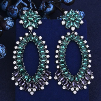 

Luxury Bohemia Prong Setting Full AAA Top Austrian crystal Pendant Earrings Bridal Famous Star Stage Show Jewelry Accessories