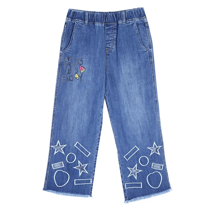 LEIJIJEANS Новое поступление весна размера плюс с графической вышивкой высокая