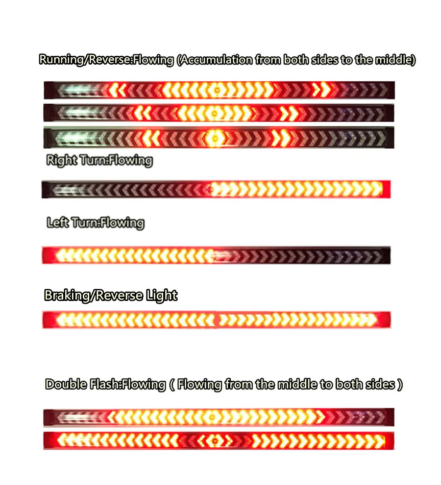 60 см стрела стиль торможения задний светильник полоса течёт сигнал поворота двойная вспышка 180 светодиодный задний ход водонепроницаемый