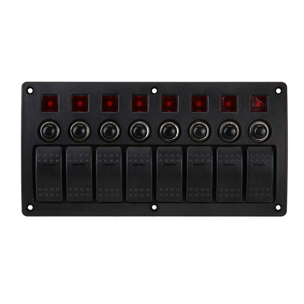 

8Gang 3Pin IP65 Lens 12V 24V Combination Panel Switch For Steamships Motorhomes Buses Yachts