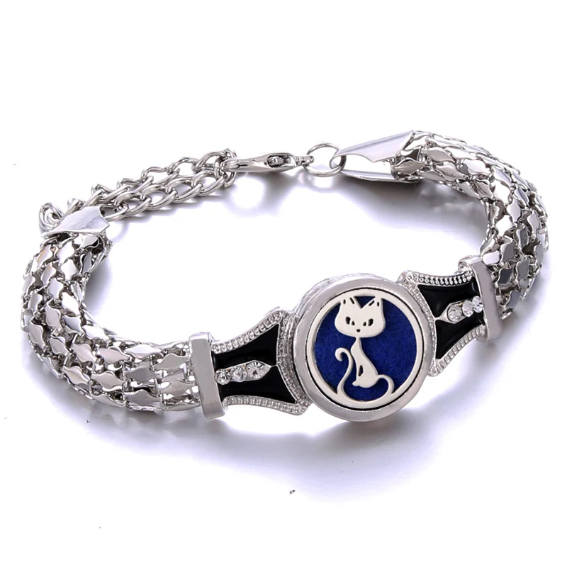 Bracelet pour chat diffuseur dhuile essentielle en acier inoxydable, parfum, huile daromathérapie, bijoux daromathérapie pour Couples
