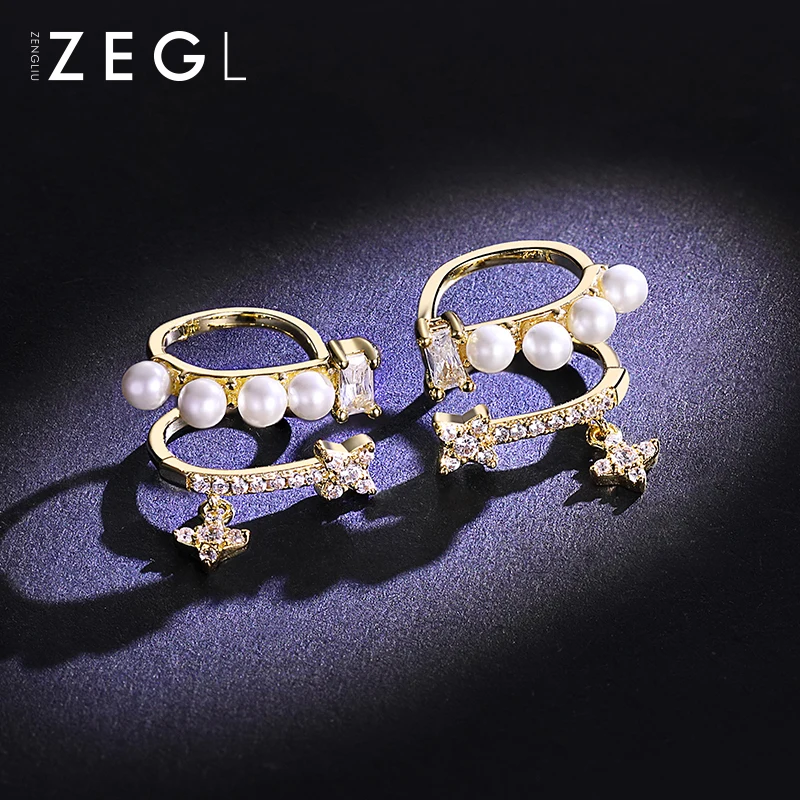 

ZEGL designer ear clip female ear pierced ear temperament tide ear bone clip cold light earrings fake earrings