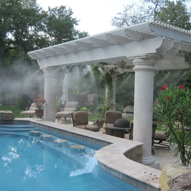 

E186 0.3L/min misting system with 10pcs high pressure 0.15mm misting nozzles for garden cooling