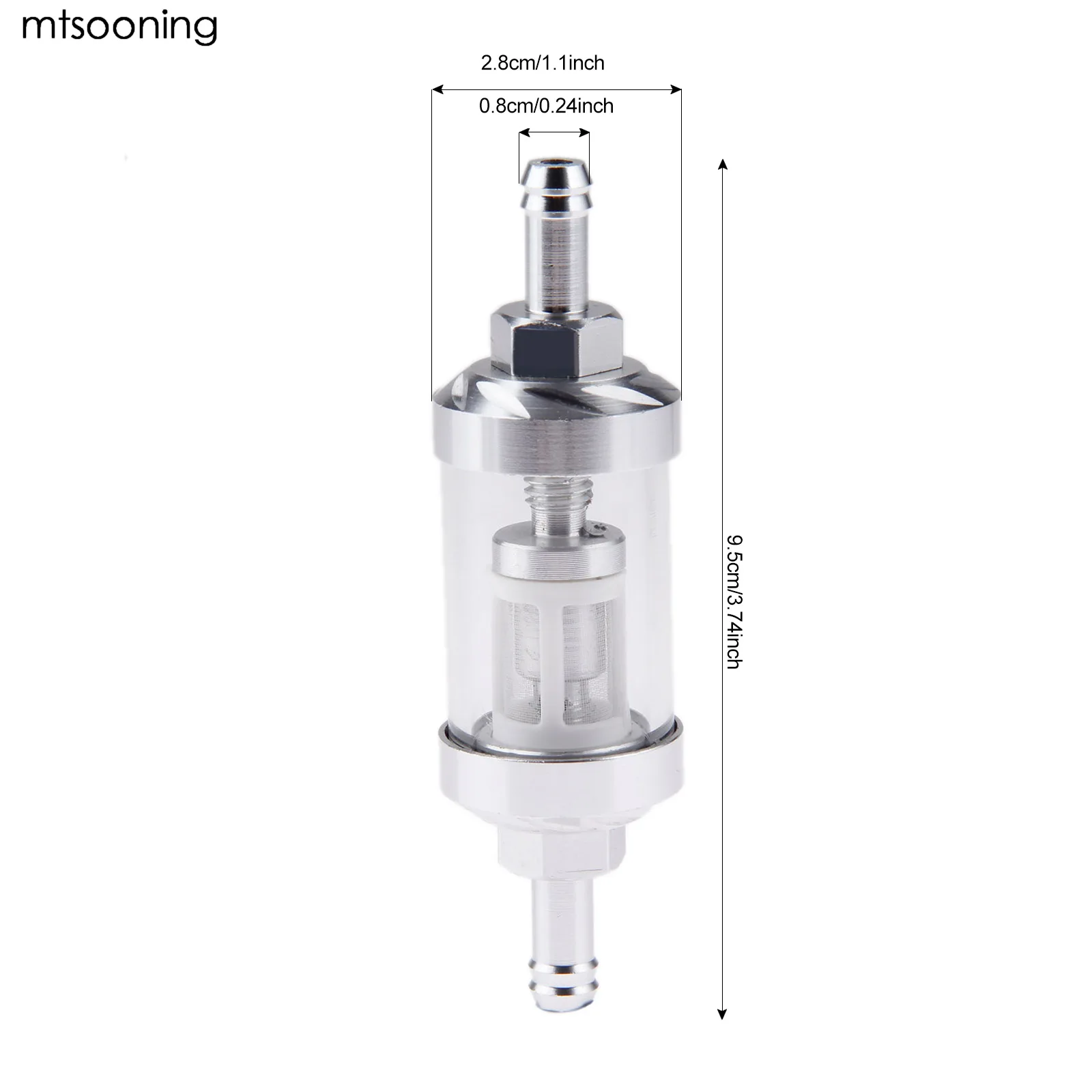 Mtsooning 8 мм 5/1" мотоциклетный внутренний топливный фильтр Серебряный мото бензиновые фильтры Универсальный Масляный газовый топливный фильтр высокого качества