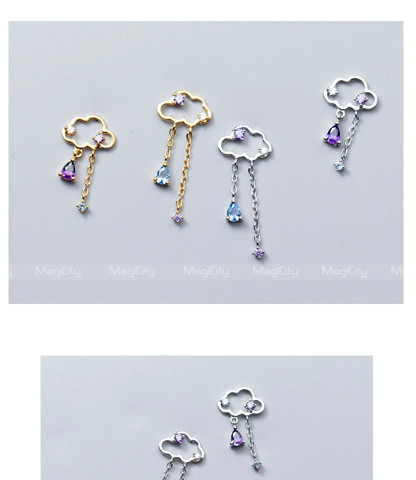 Top Quality New Fashion Tassel Sterling Silver Cloud Earring For Women Waterdrop Pendant Cubic Zirconia 925 Silver Stud Earrings (10)