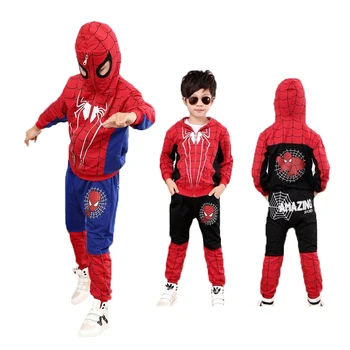 

Kids Clothes Cosplay Costume Spiderman Boys Clothes Cotton Casual Boys Clothing Sets Hooded Zipper Jacket And Pants Sport Suit