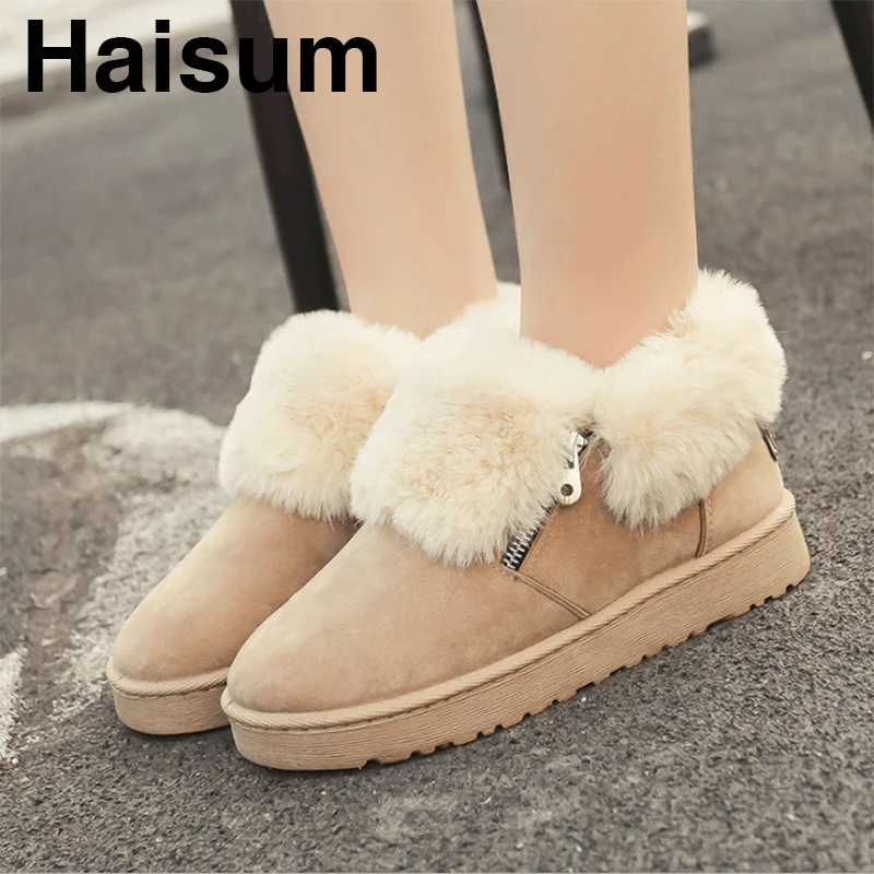 Fashion warm snow boots Women's snow boots warm suede low cut zipper