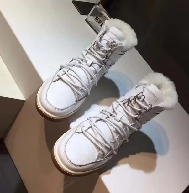 Invierno Pisos Plata Tobillo Nieve De Las Blanco Genuino Zapatos Cuero Zapatillas 2019 as Felpa Botas Mujeres Pic Pic As La Caliente Para Botines P8qAww