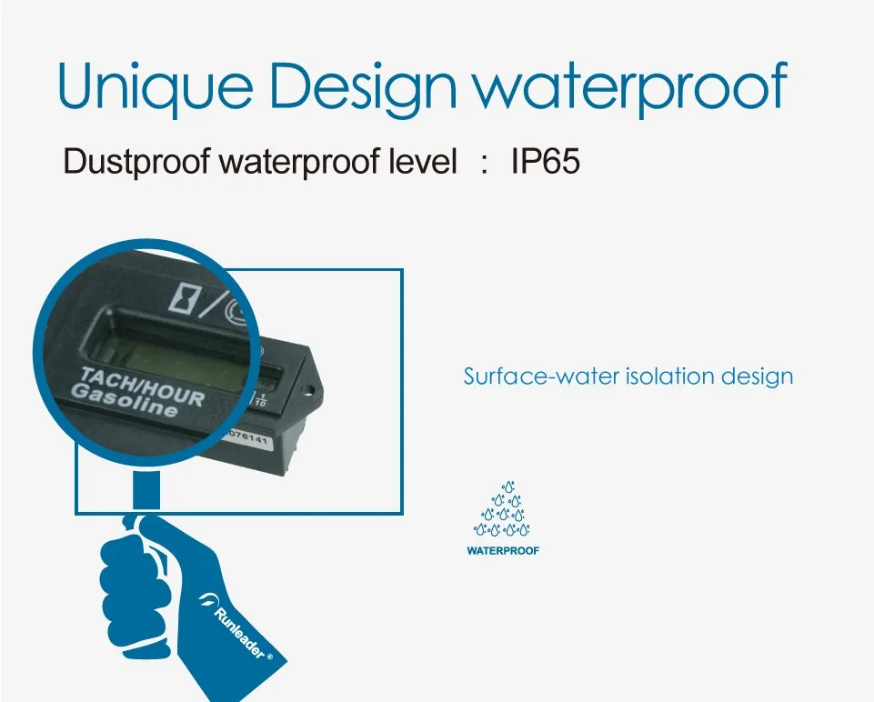 Runleader Цифровой Индуктивный Промышленный газовый двигатель 2/4 тактный Тахометр Счетчик часов для трактора снегоход ATV генератор
