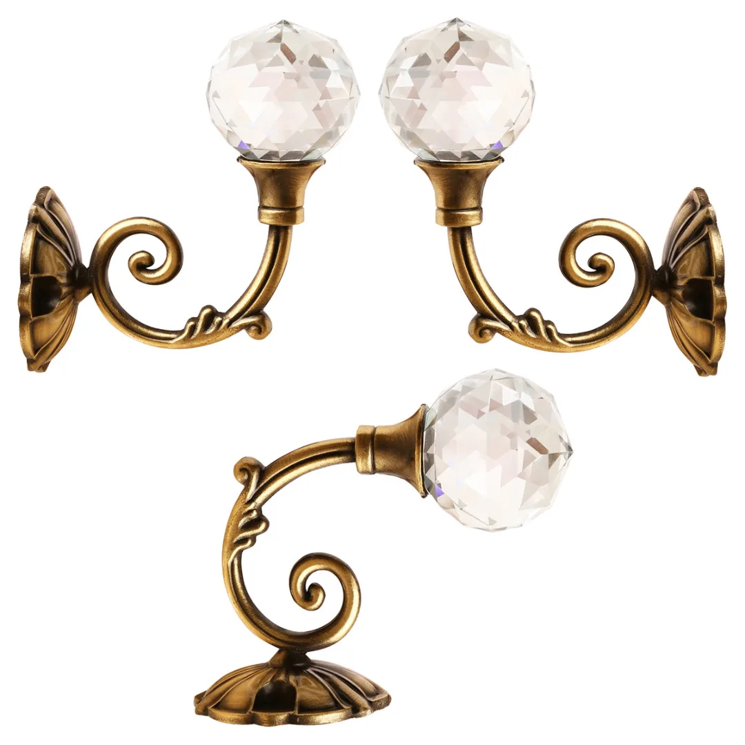 2pcs/lot Large Metal Crystal Ball Curtain Hook Holder Window Curtain Holdback Tassel Wall Tieback Curtain Buckle Accessories