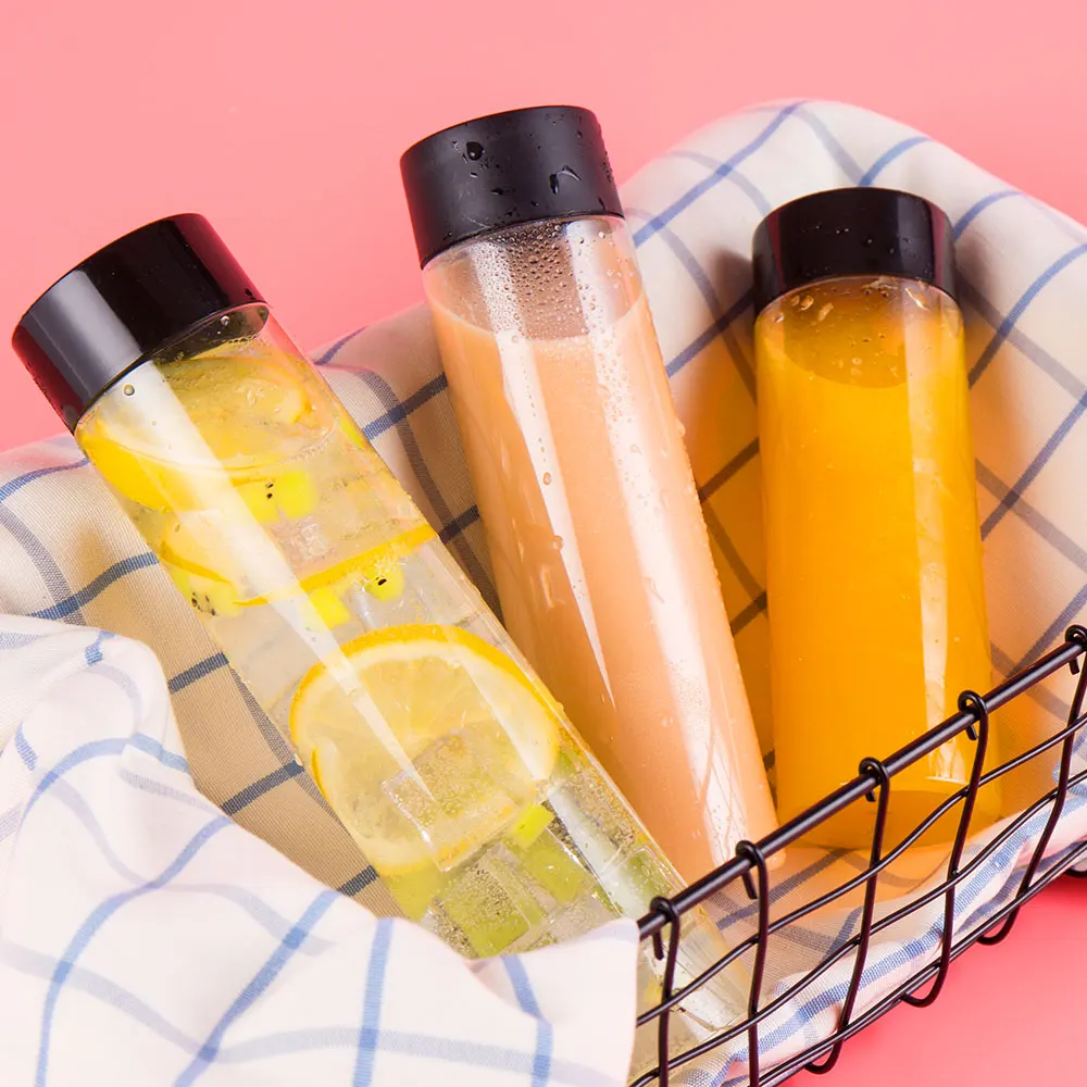Plastic Water Bottles 300/400/500/600ml PET bottle for water drink Disposable My bottle Leakproof pattern