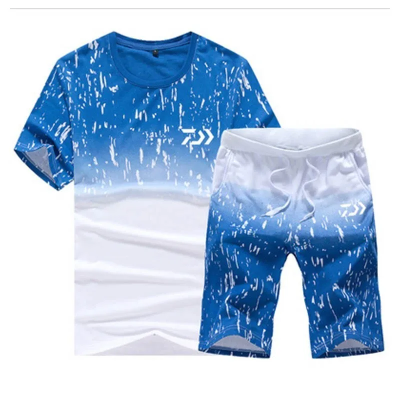 Комплект одежды для рыбалки Daiwa, летние костюмы для рыбалки, защита от солнца, дышащие футболки с коротким рукавом и шорты, комплект из 2 предметов