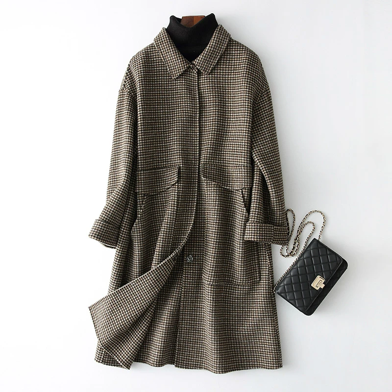 Ayunsue Manteau Poule Yq1448 Long face De Double Mode Casacos Laine Veste Femelle Manteaux Hiver Femmes 38064 Brown Officewear 8XrS8q