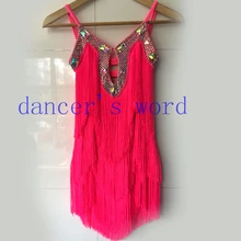 Стиль, костюм для латинских танцев, сексуальное алмазное платье с кисточками для латинских танцев для женщин, платья для латинских танцев F75 S-4XL