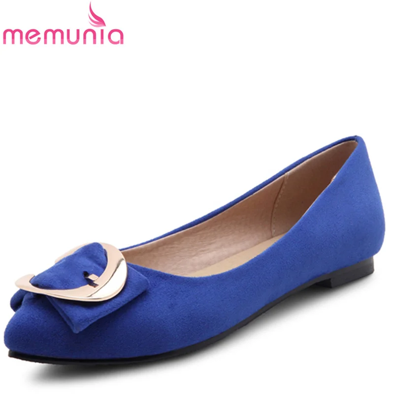 

MEMUNIA 2018 fashion flock spring autumn single shoes women flats shoes solid pointed toe college style big size 34-47