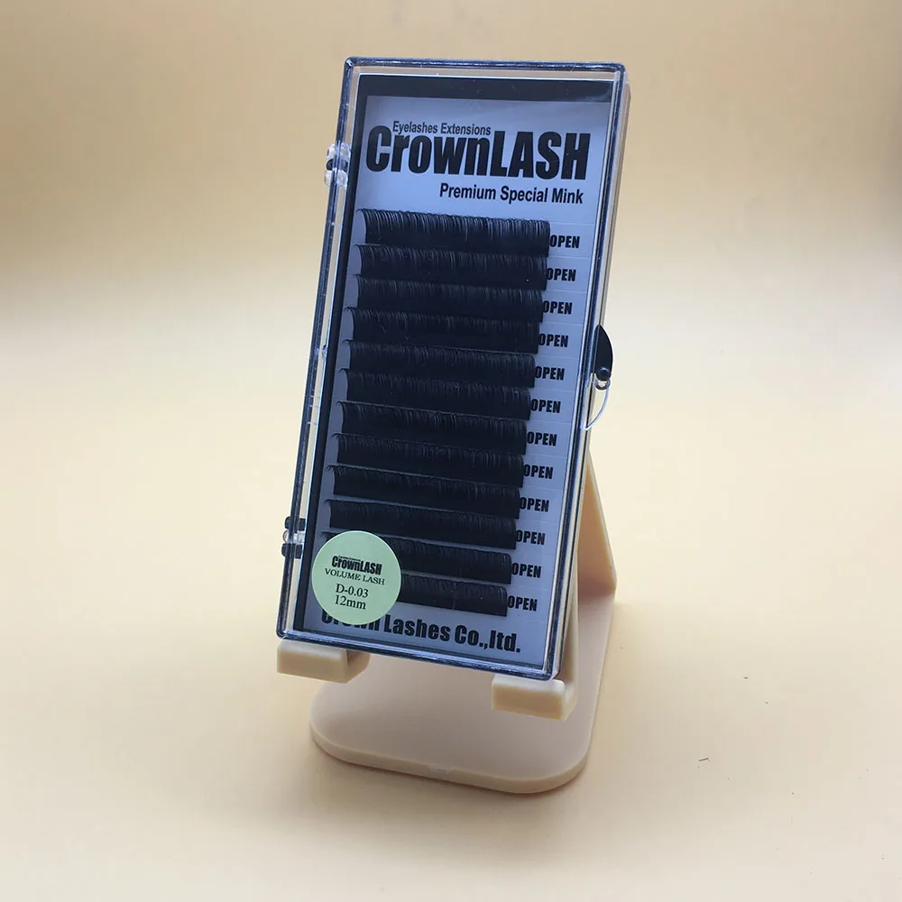

CrownLASH Black Volume Eyelash Extension C D 0.03 8-15mm Single size tray Russian 9D Volume Lash Soft