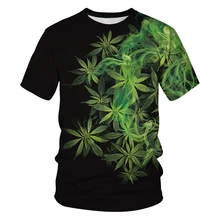 Летняя мужская и женская футболка с рисунком листьев, 3d принт с зелеными травками, футболки с короткими рукавами и круглым вырезом, компрессионные футболки для мужчин