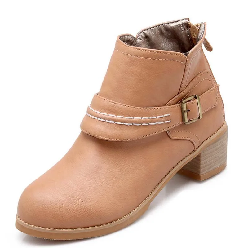 

Women Boots New Fashion Increasing Ankle Boots Round Toe Soft Leather Snow Boots Zipper Buckle Decoration Shoes Boots