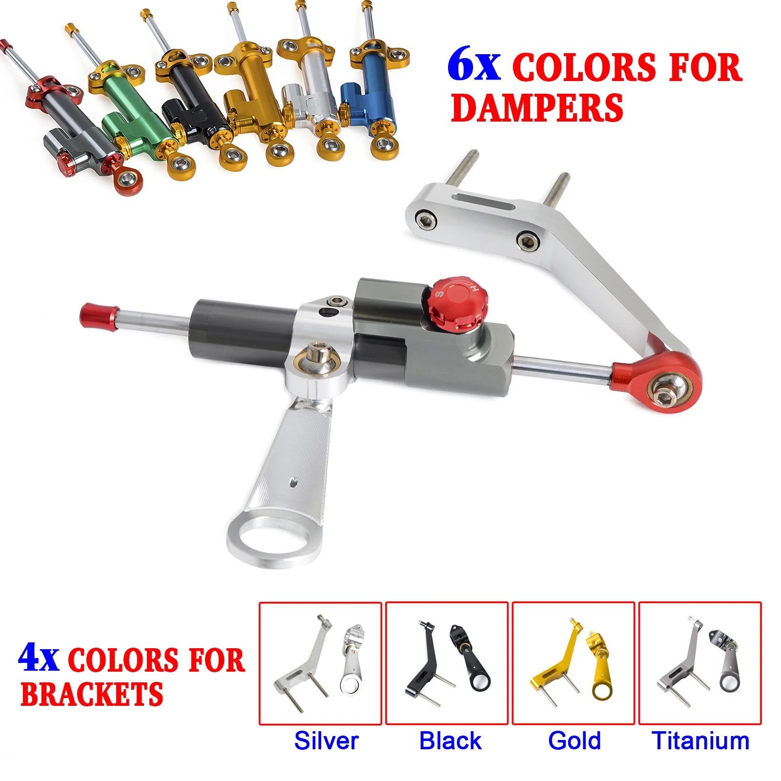 

New Sliver CNC Steering Damper Stabilizer & Bracket Kit For Honda CBR954RR 2002 2003 Motorcycle
