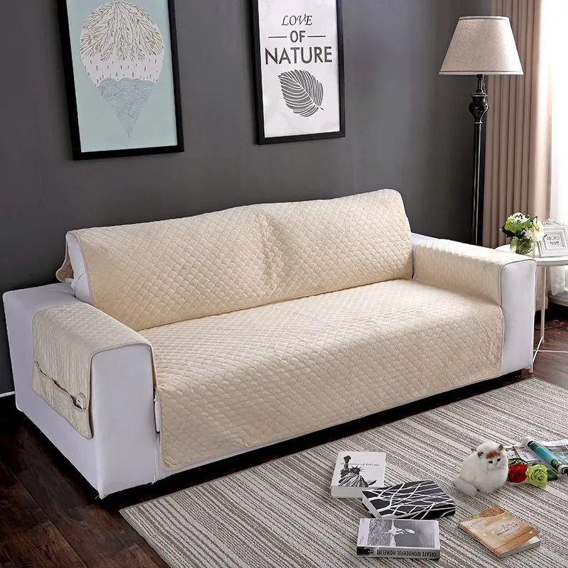 Плюшевые Чехлы для дивана Fabirc для гостиной, плотные Чехлы для дивана, универсальный размер, чехлы для дивана для спальни, бархатные теплые Современные чехлы - Цвет: Beige