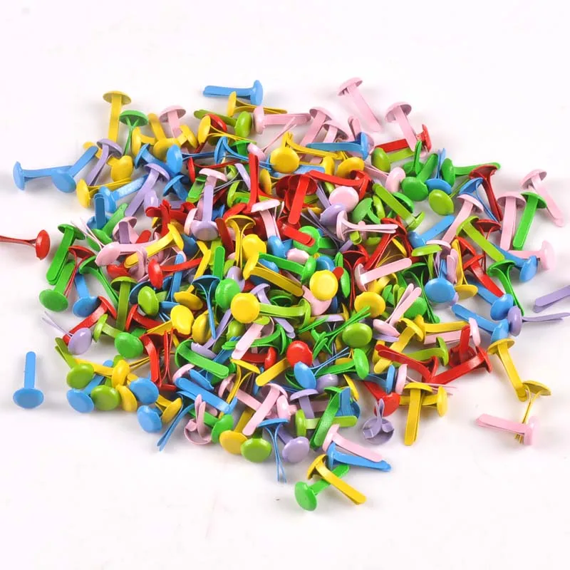 

100PCs Mixed Pastel Round Brads Scrapbooking Embellishment Fastener Brads Metal Crafts For shoes Decoration 6.5x13mm CP2238