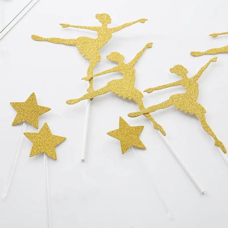 

Gold Glitter Ballet Girl Birthday Cake Topper Cupcake Picks Decoration Baby Shower Kids Birthday Party Wedding Favor Supplies