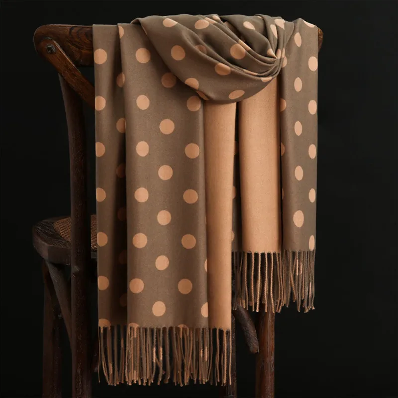 RUNMEIFA роскошный бренд новые зимние теплые кашемировые шарфы с узором в горошек высокого качества длинные женские плотные шарфы и шали - Цвет: 6