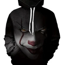 Новинка 1990, толстовка с капюшоном в стиле фильма ужасов, клоун Стивен Кинг,, спортивный костюм для косплея