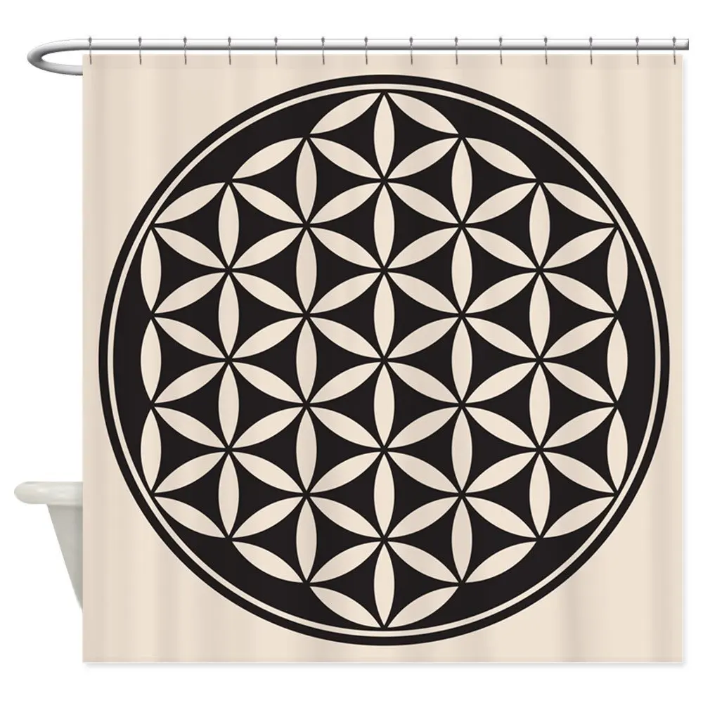 

Memory Home Flower of Life Peace Symbol Sacred Geometry Symbol Waterproof Shower Curtain Polyester Fabric Bath Curtains
