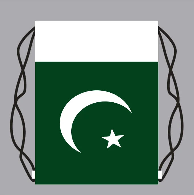 Drawstring Backpack Bag with Pakistan Flag Small Backpack Printing Customized Logo
