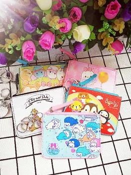 

IVYYE 1PCS Mickey squirrel Anime Plush Card Holder PU Cartoon Credit ID Bags Zipper Coin Bus Card Wallet Kid Girls Gifts New