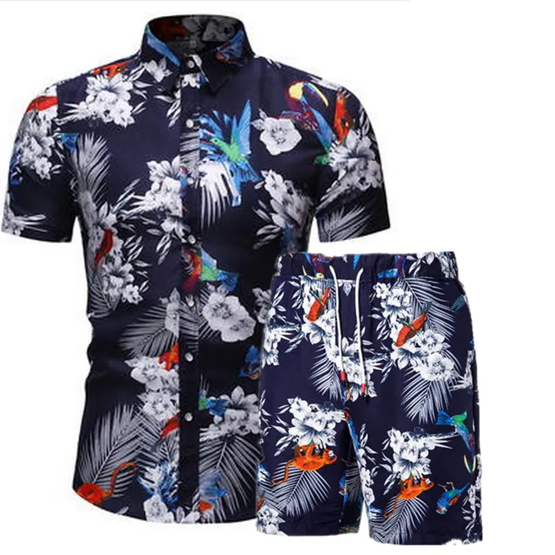 

2019 Summer Set Men Causal printing Hip Hop Short Sleeve Shorts Shirts+Shorts Fashion Tracksuit Mens Track Suit Two Pieces