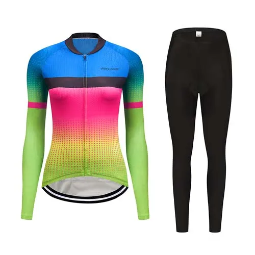 Teleyi, женский профессиональный комплект Джерси для велоспорта,, одежда для шоссейного велосипеда, одежда для велоспорта, облегающий костюм, одежда для улицы, спортивная одежда, спортивный комплект - Цвет: COLOR 1