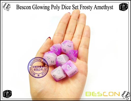 Bescon Glowing Poly Dice Set Frosty Amethyst-10