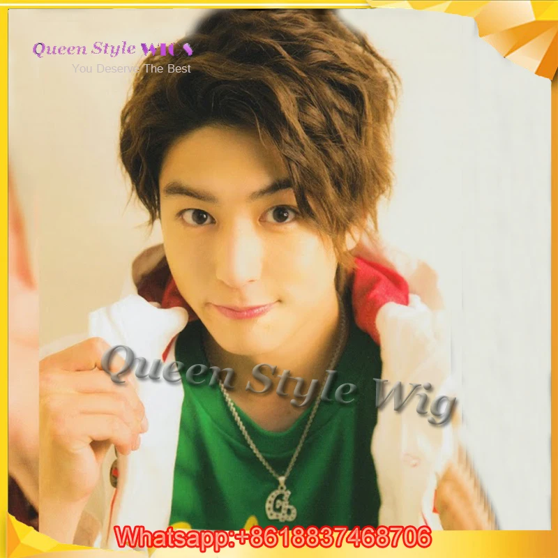 Japan Cute Boy Style Short Curly Hair Wig Polished Ombre Brown
