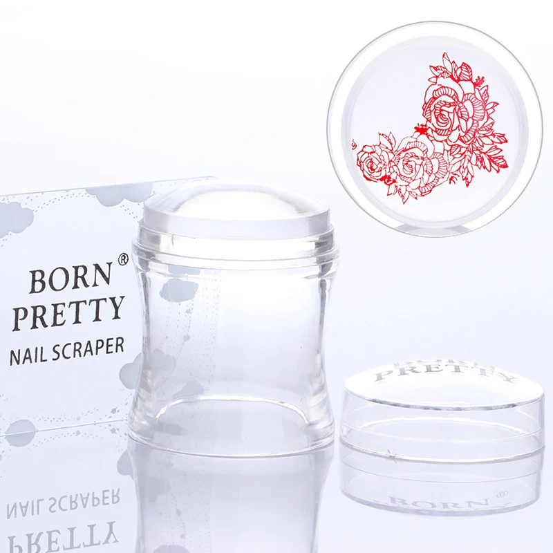 

BORN PRETTY 3.9cm Clear Transparent Jelly Silicone Stamper and Cloud Scraper Manicure Nail Art Stamping Tool Sets